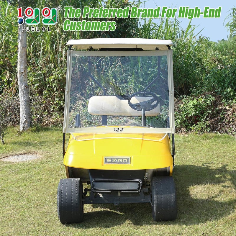 10L0L Golf Cart Foldable Windshield for EZGO TXT, Clear Film PVC Impact-Resistant Windproof - Image 2